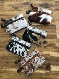 Country Cowhide Zip coin purse