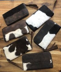 Country cowhide zip wallet