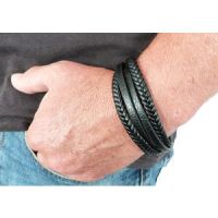 Black Braid &amp; Flat Leather Bracelet