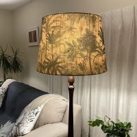 Extra large tapered light shade with jungle palm fabric