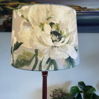 Large tapered light shade with two tone roses Shingle fabric.