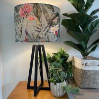 Tripod floor stand with tropical elegance fabric