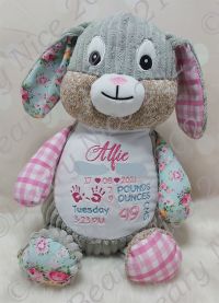 Sally the Pink Harlequin Cubbie Bunny