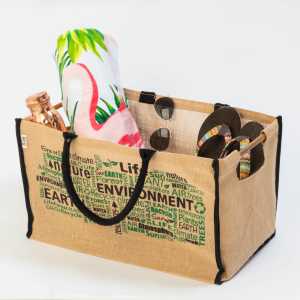 Jute Box Style Green Shopper