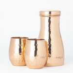 Copper Carafe With Two Stemless Glasses