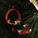 Red Nectar ring and Cuff Tree earring bird feeders